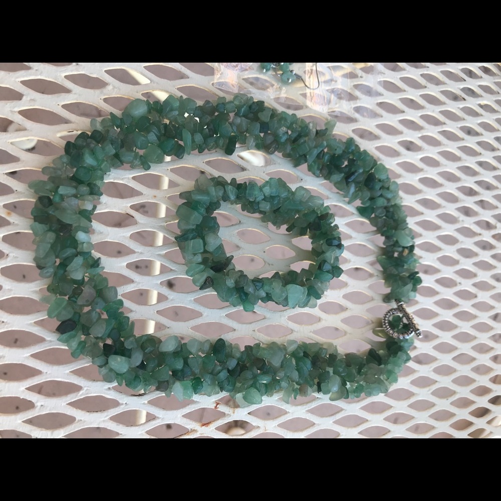 Aventurine Statement Necklace Nuggets 3 Peice